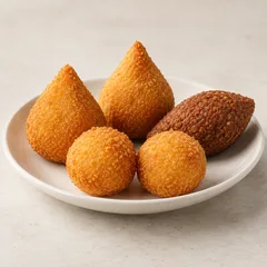 Coxinhas, bolinhas de queijo e quibe
